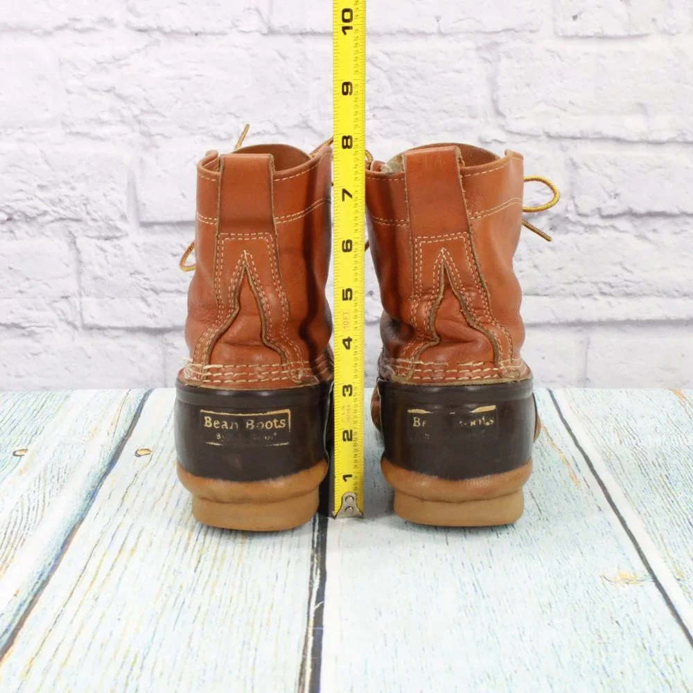Vintage LL Bean 8" Brown Leather Unlined Duck Boots Size 9 M - Picture 7 of 9